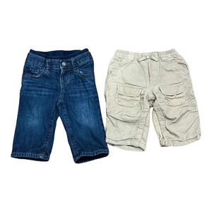 babyGap Pants Lot 2 Infant 6-12 Months Blue Denim Jeans Tan Corduroy Cargo
